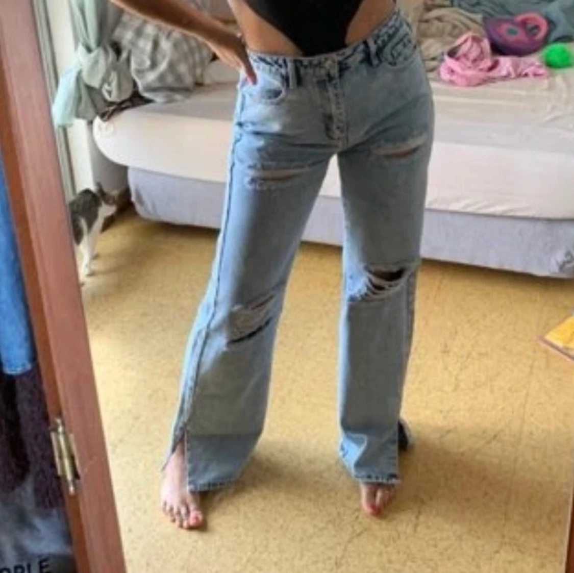 Knapp slätt jeans i storlek L - 91