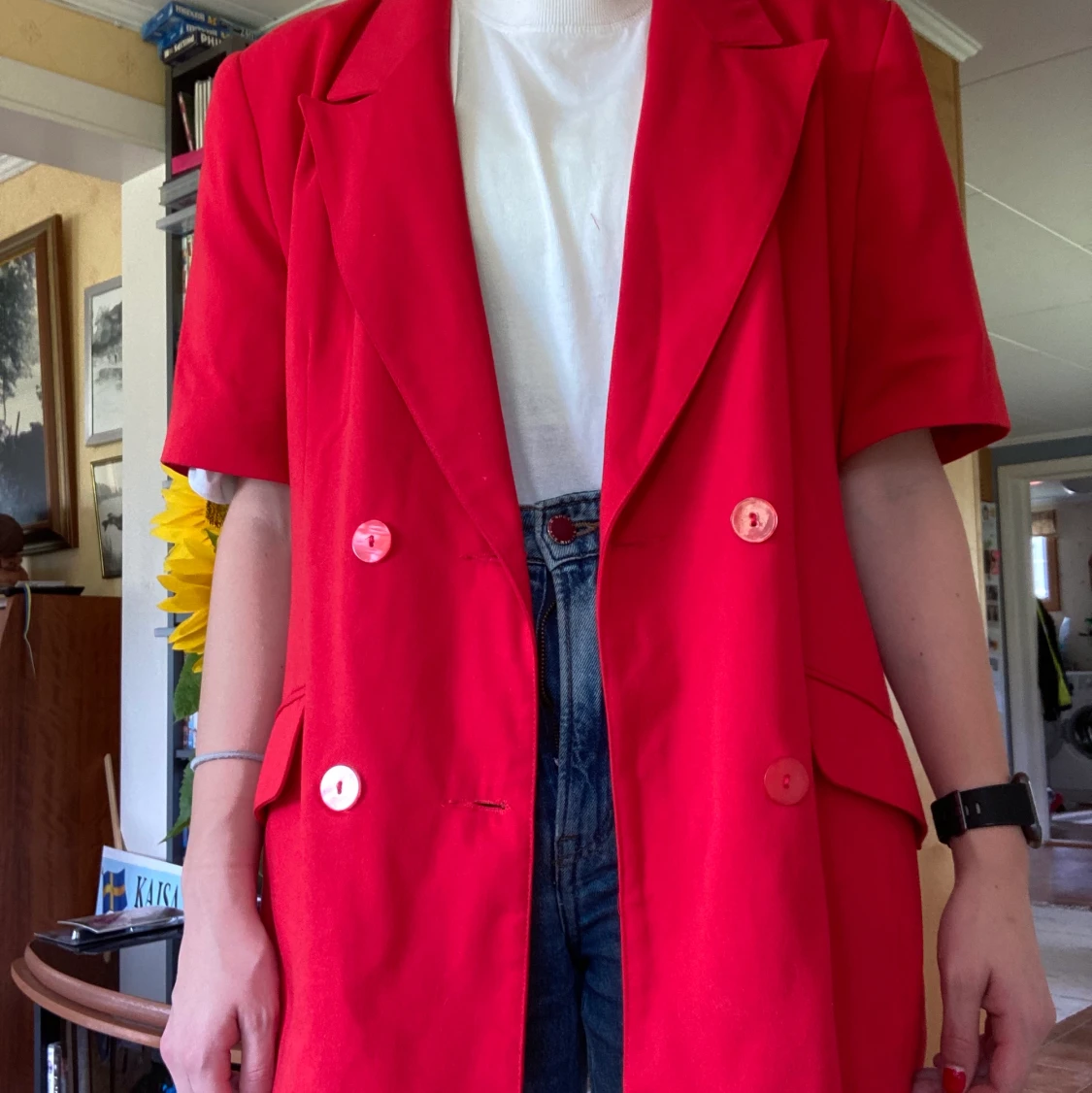 Dubbelknäppt röd blazer