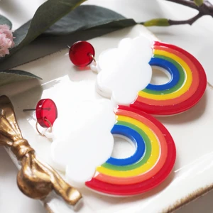 Happy rainbow 🌈 and cloud earrings  - Earrings made of resin (pvc), light weight and colorful 