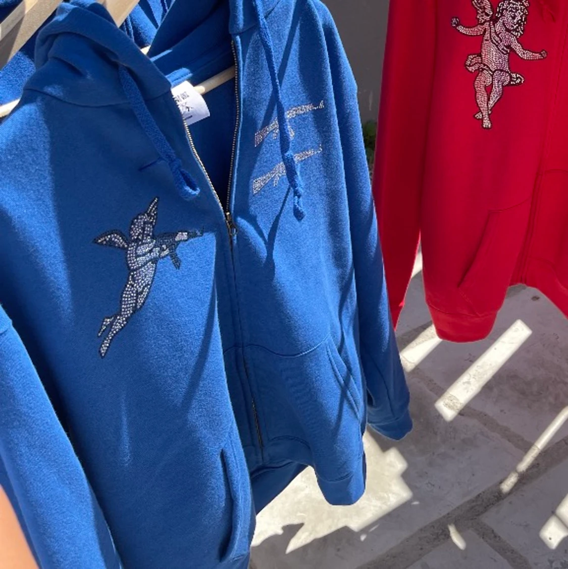 One Of One blå zip up hoodie storlek M