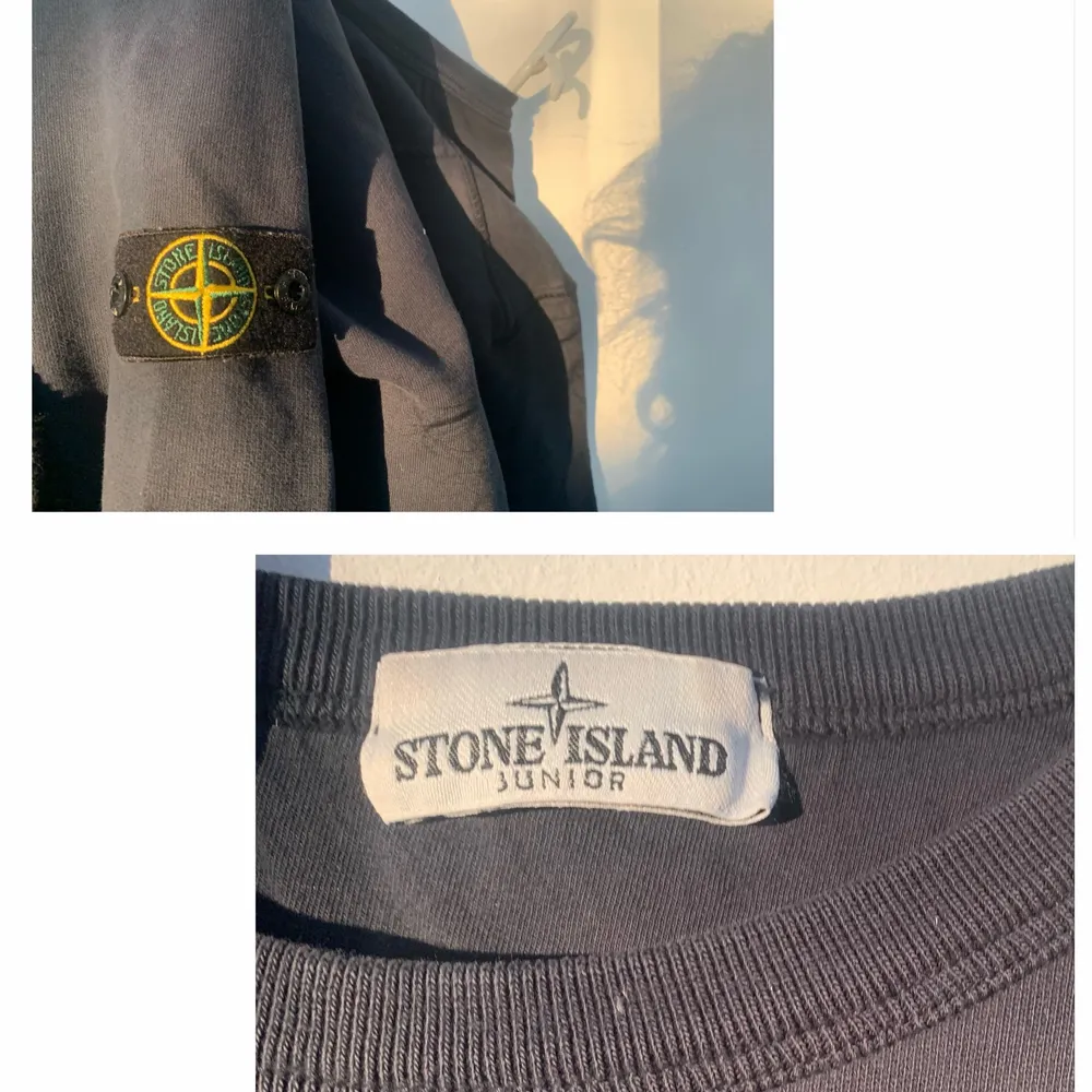 En marinblå sweatshirt från Stone Island  i storlek S som är köpt för mindre än ett år sedan för 1100kr på NK. Tröjor & Koftor.