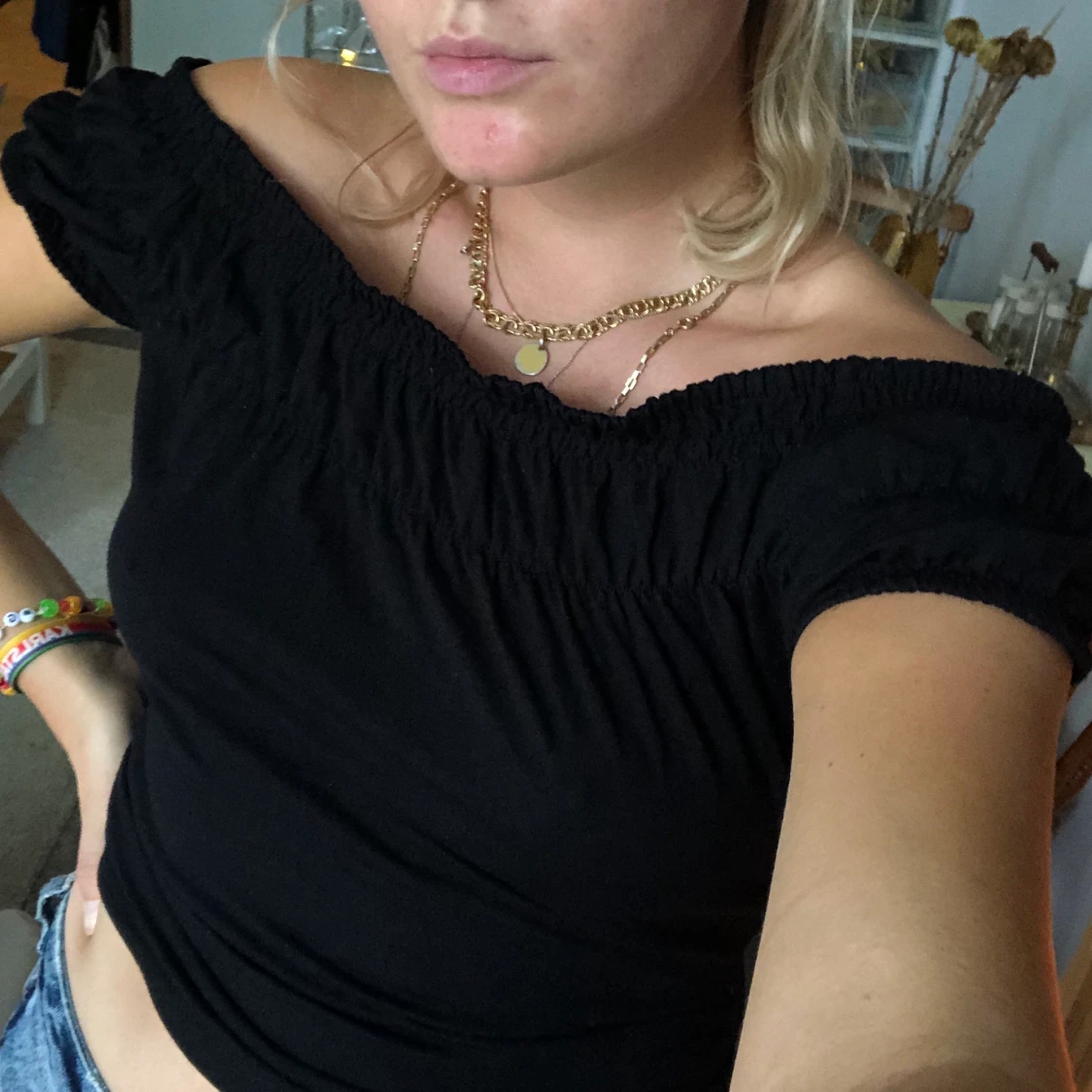 Svart Off shoulder tröja - 90