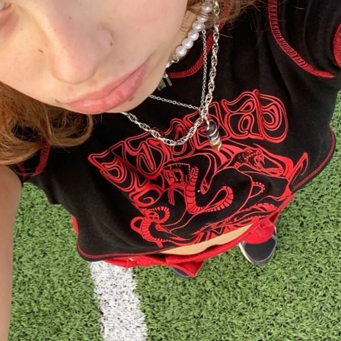 Röd/svart croptop  - 90