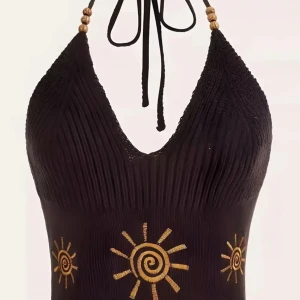 Y2k stickad halterneck med ryggfri topp  - Ny och har aldrig använt  Storlek XL 