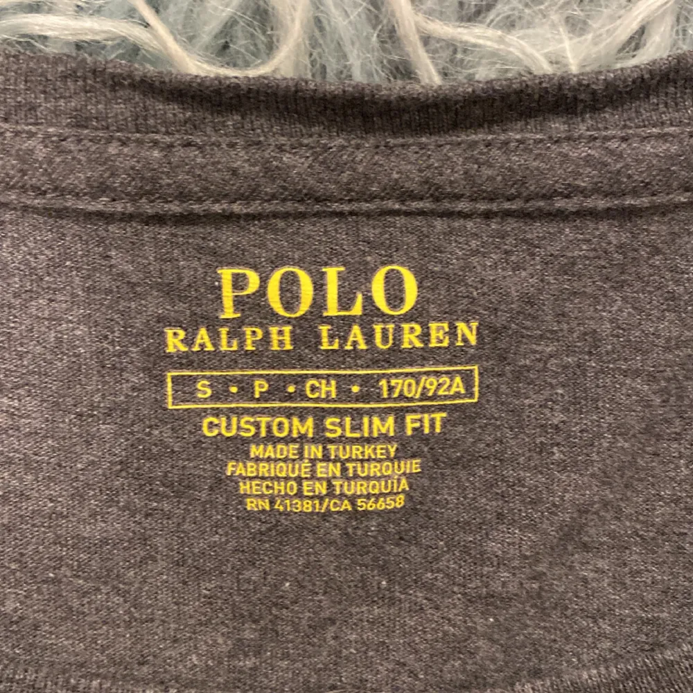Supersnygg Ralph lauren t-shirt perfekt till både vintern och sommaren. Köptes nyligen i affär för 899 kr och använd 2 gånger. Inga deffekter och såklart nytvättad. (Allt på bilden ingår). Färgen är en blandning mellan svart och grå, loggan är grön.. T-shirts.