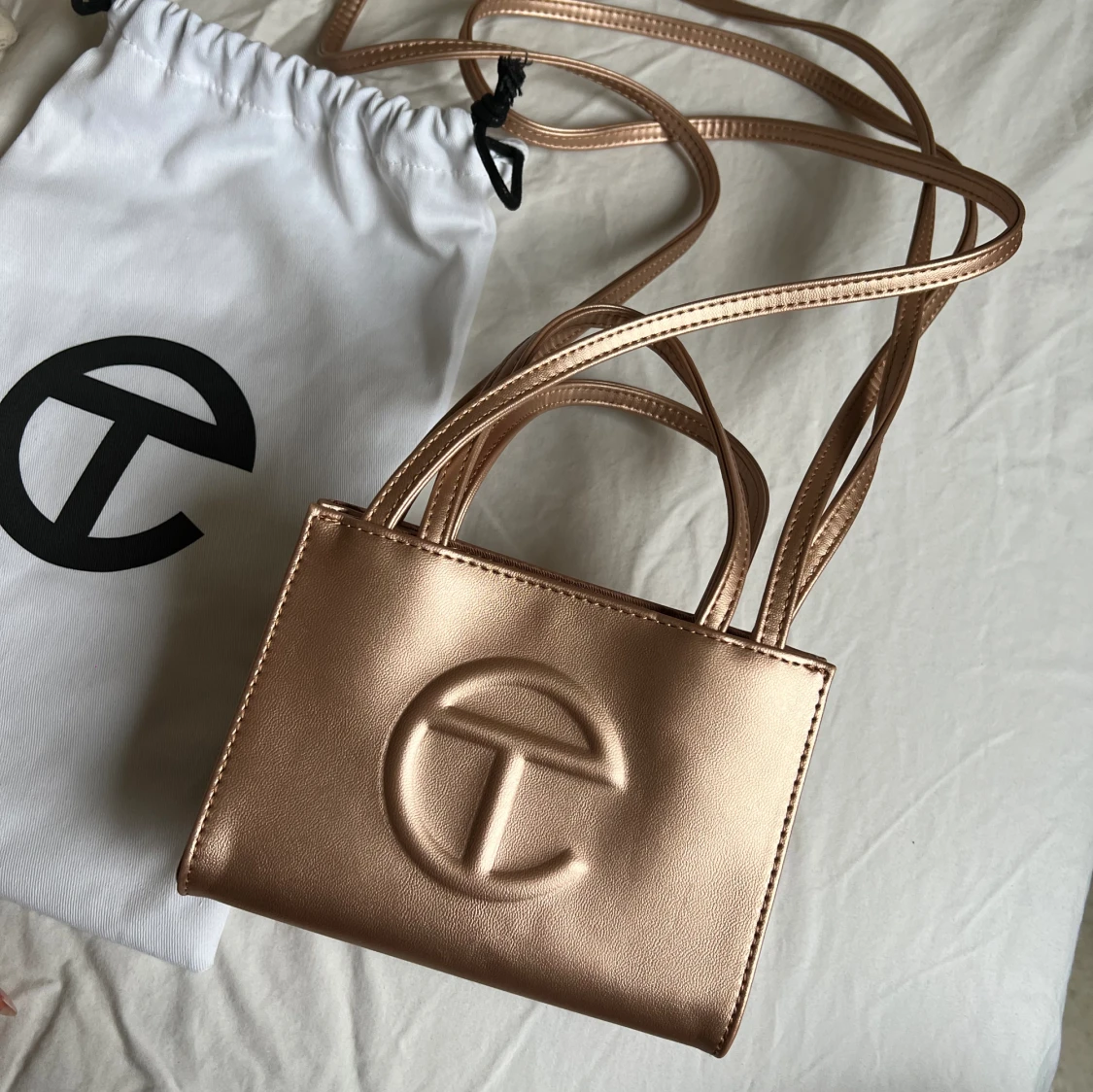 Telfar bag small rose gold