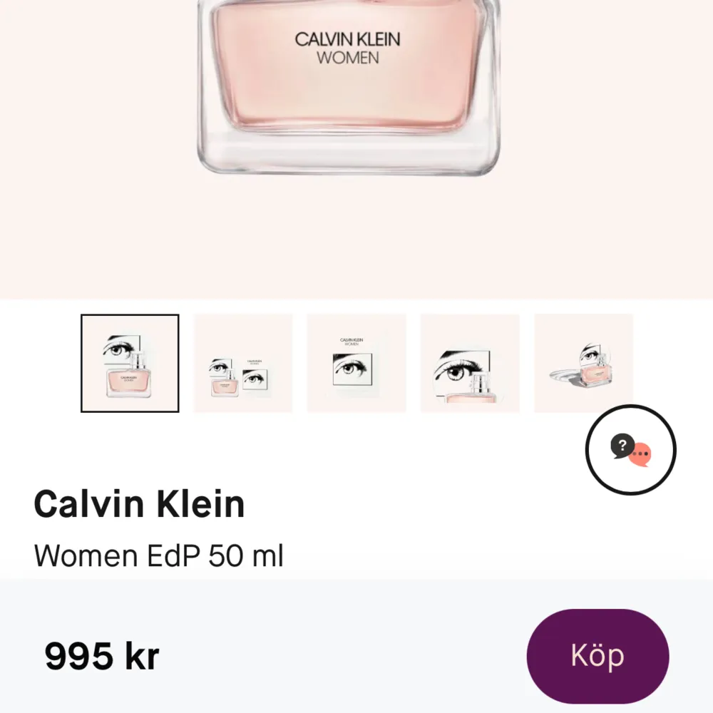 Säljer denna parfym från Calvin Klein, med doft Women. Helt oanvänd, med plasten obruten.  995kr i butik.  Säljer även en tillhörande shower gel som inte säljs längre, 200kr.. Parfym.