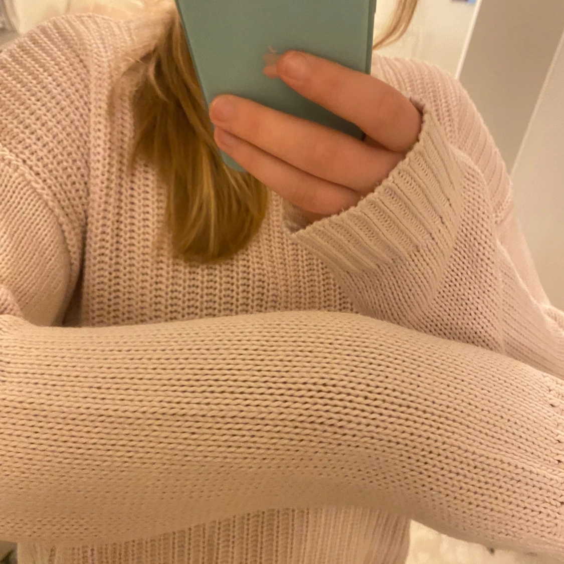 Rosa stickad tröja - 90