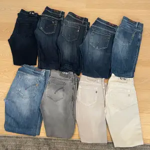 Dondup 8x Modellen är George skinny fit på alla jeans. Alla jeans är relativt nya ut och väldigt minimala defekter, om du är intresserad av ett par jeans som syns på annonsen så checkar du in vår profil Brolëns! 
