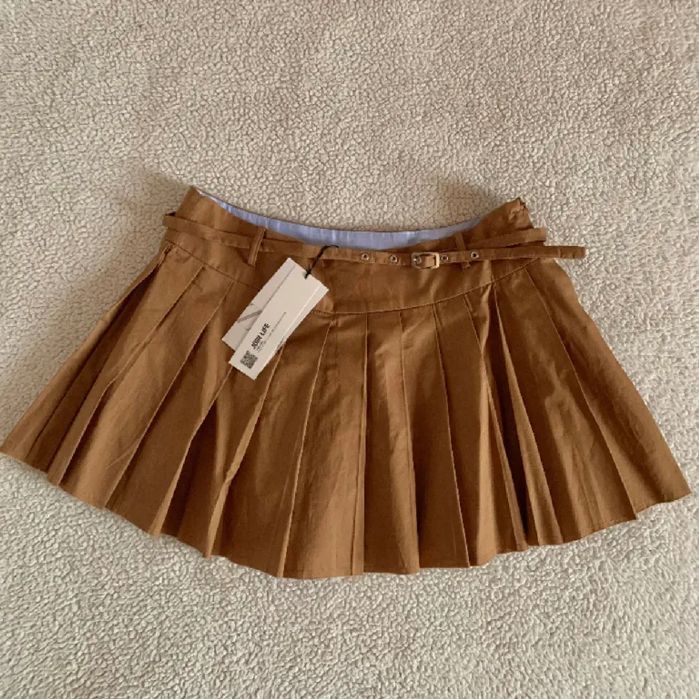 Otroligt snygg plisserad kjol från ZARA med skärp och dold dragkedja på sidan för enkel öppning. Ny med tags kvar, utan anmärkningar.. Kjolar.