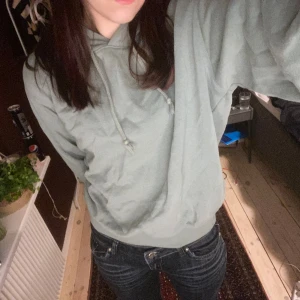 Mint grön hoodie - Cropped mint grön hoodie. Passar bra nu till sommaren och våren med färgen och modellen. Säljer pga att den inte kommer till användning. 🫶