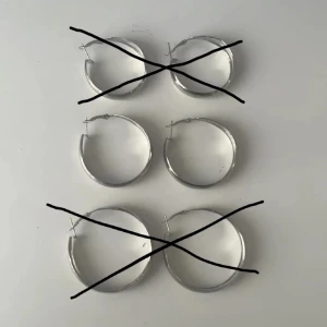 Örhängen - Silverfärgade örhängen ringar / hoops. Obs ej äkta silver! Säljer ett par för 30kr. Frakt kostar 18kr (ett frimärke). 