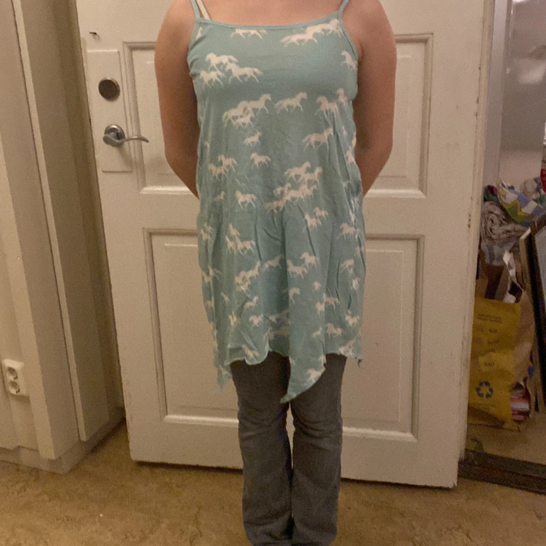 Häst blå klänning