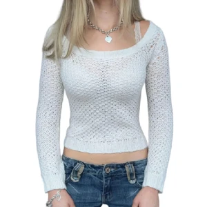 Vit stickad urringad tröja - Tröja från Tally Weijl💗använd gärna köp nu