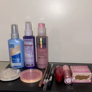 Smink & hårprodukter  - OBS: L’oreal serumet är sålt ‼️‼️Säljer dessa hår och smink produkter! Schwarzkopf bloden spray (Ca hälften kvar), L’oreal blonde spray (Nästan full), allt smink är endast testat någon enstaka gång så i princip oanvänt! 🤍  