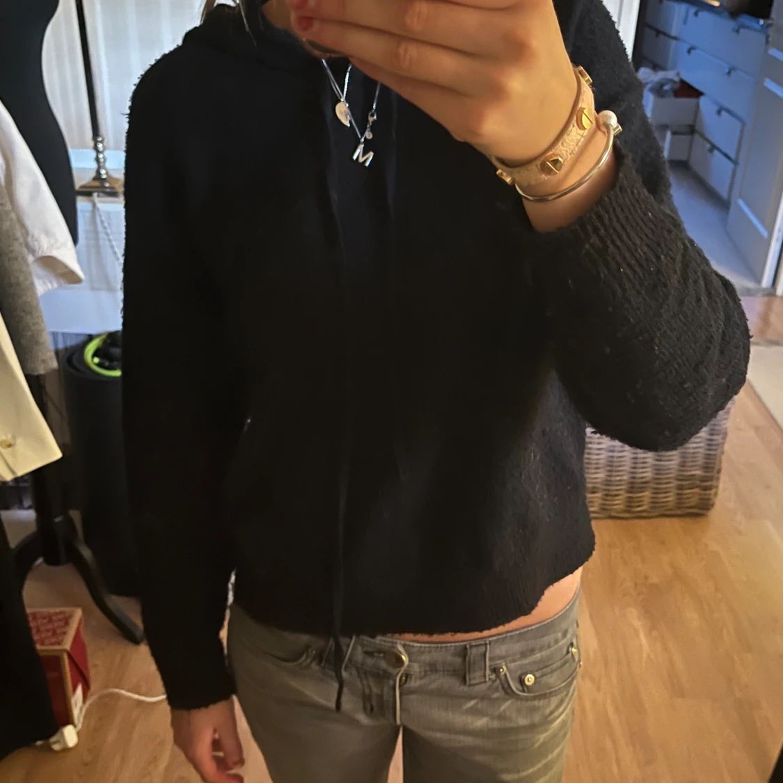 Stickad hoodie  - 90