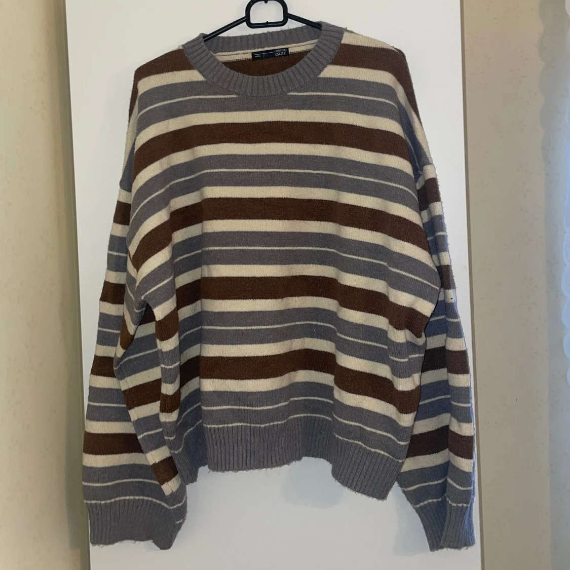 Stickad randig tjocktröja  - 91