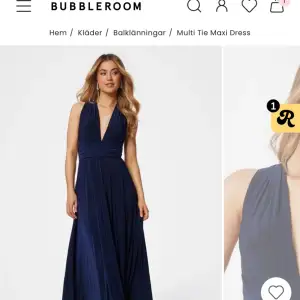 TRYCK INTE PÅ KÖP En blå balklänning från bubbelroom som aldrig använts. Säljer pga att jag funderar på en annan klänning. Jättefin klänning som går att knytas på en flera olika sätt så som man vill ha det. Köpte den för 1300 men pris kan diskuteras