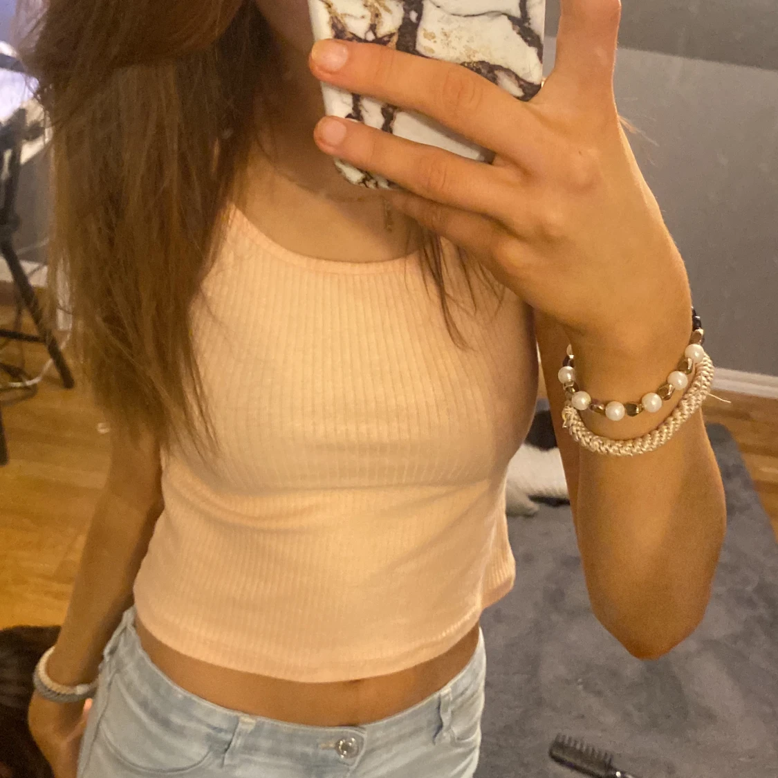 Persika färgat linne 