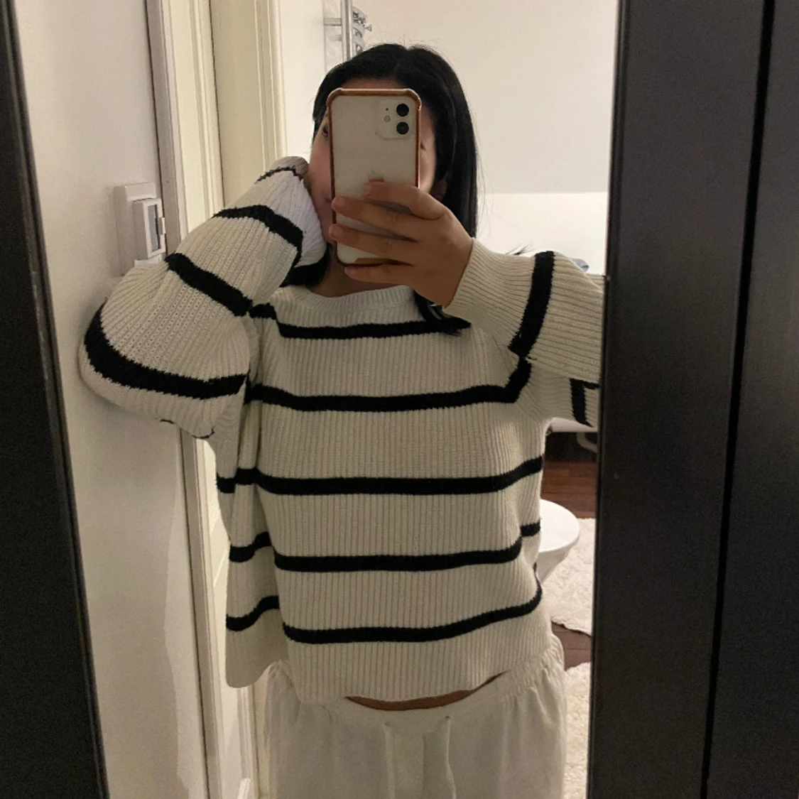 Randig stickad tröja  - 90