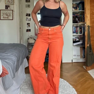 Orange jeans - High waist, wide leg, barely worn, size 29/32, from weekday