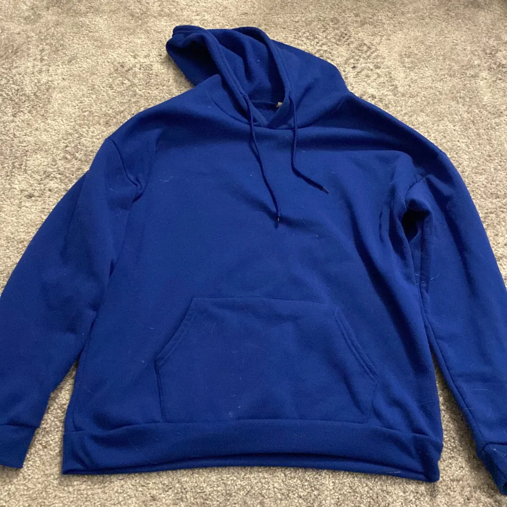 En blå hoodie med bra kvalite, med tunnt tyg perfekt till sommarkvällar🩷. Hoodies.