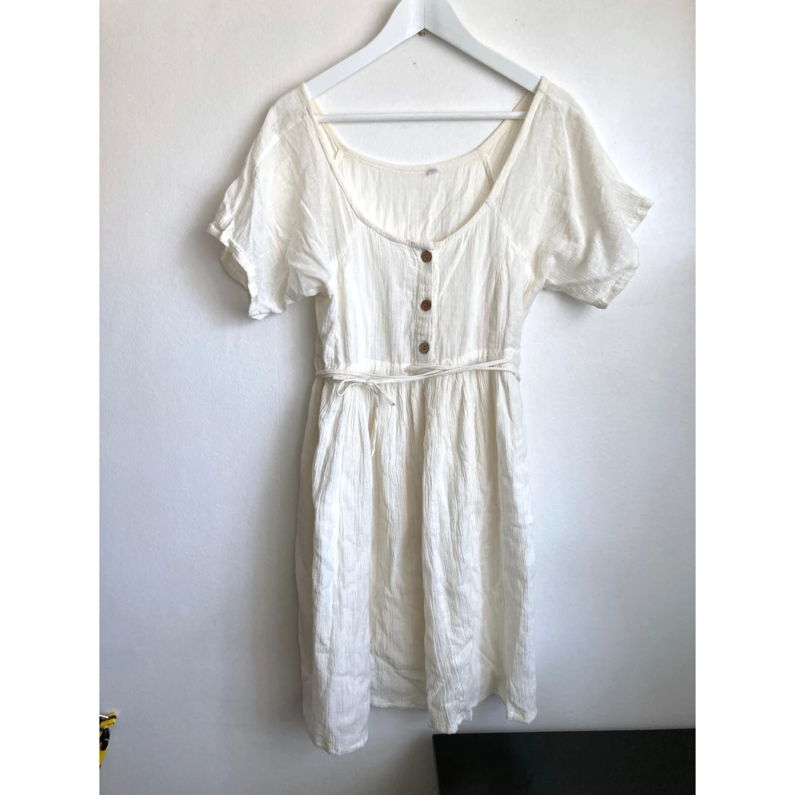Vit kortärmad miniklänning, 34/36 XS/S, vintage, retro, bohemisk, boho, student - 91