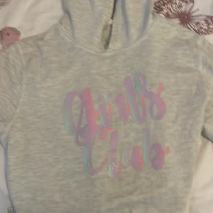 En grå godis med färg glad text - Vad sägs som en grå hoodie med färg glad text för endast 50 kr! Skicket på hoodie är bra, det finns någon liten fläck vid armen som borde gå att tvätta bort.  Storlek: 134/140  Skriv ifall du är intresserad!