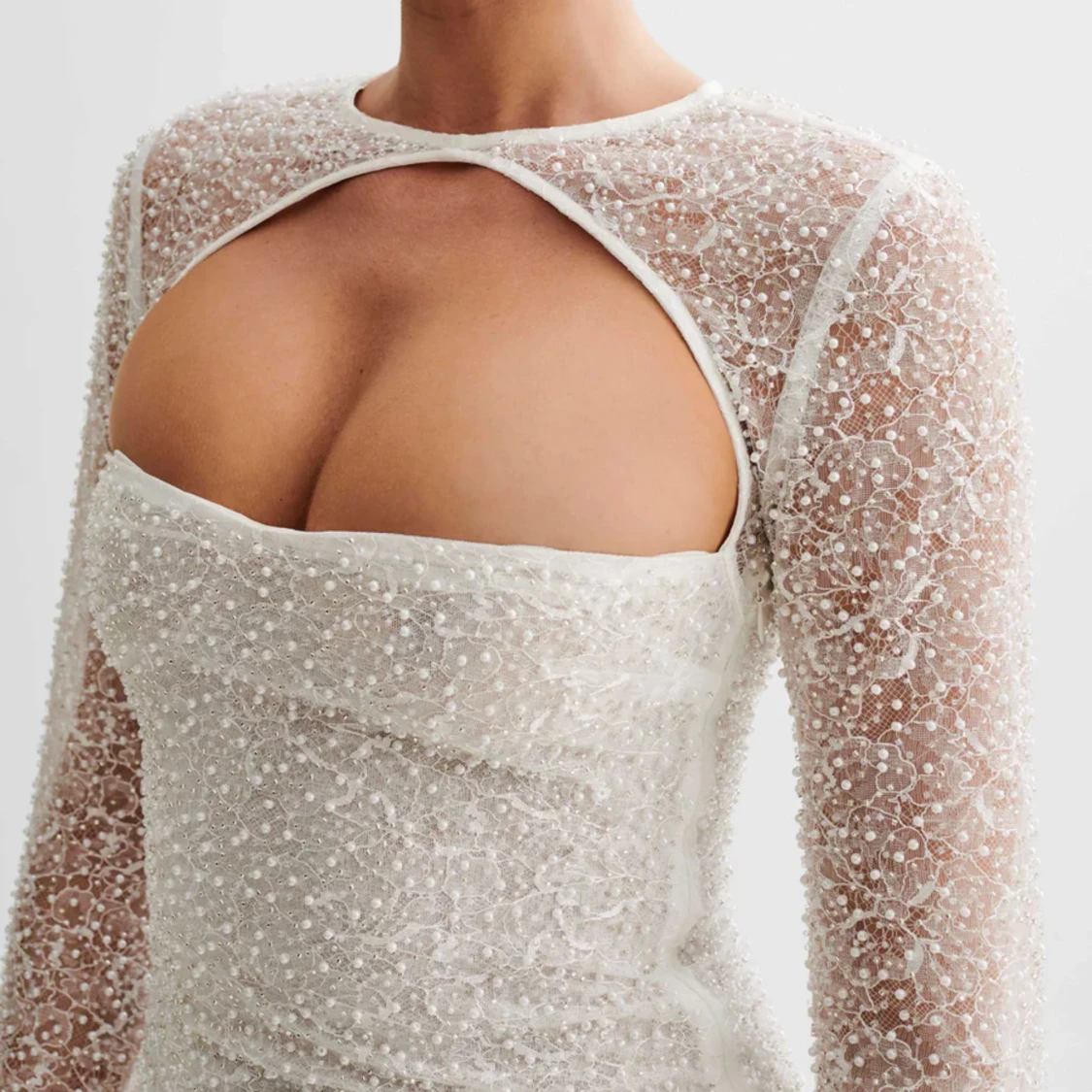 Meshki kort vit klänning student brud - 90