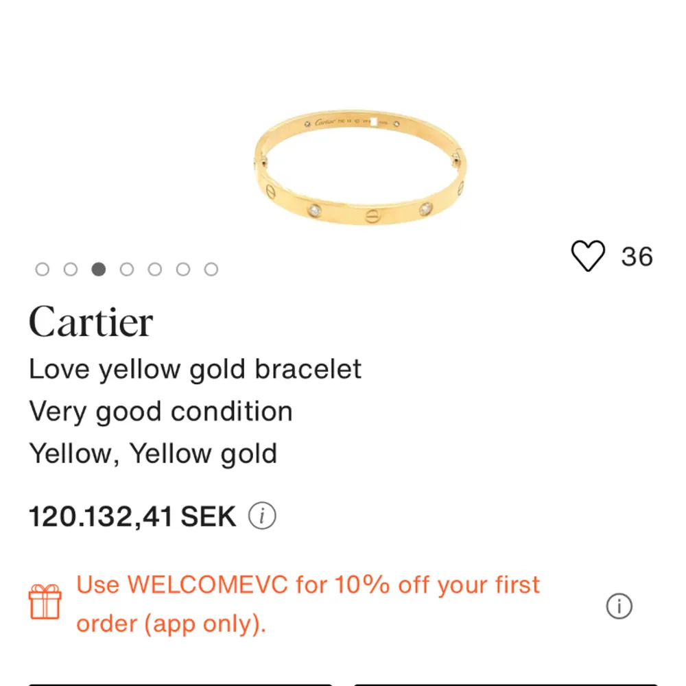 Kopia av cartier armband som är guldplätyerad i 18k guld, liten skruvmejsel medfölger , aldrig använd. Accessoarer.