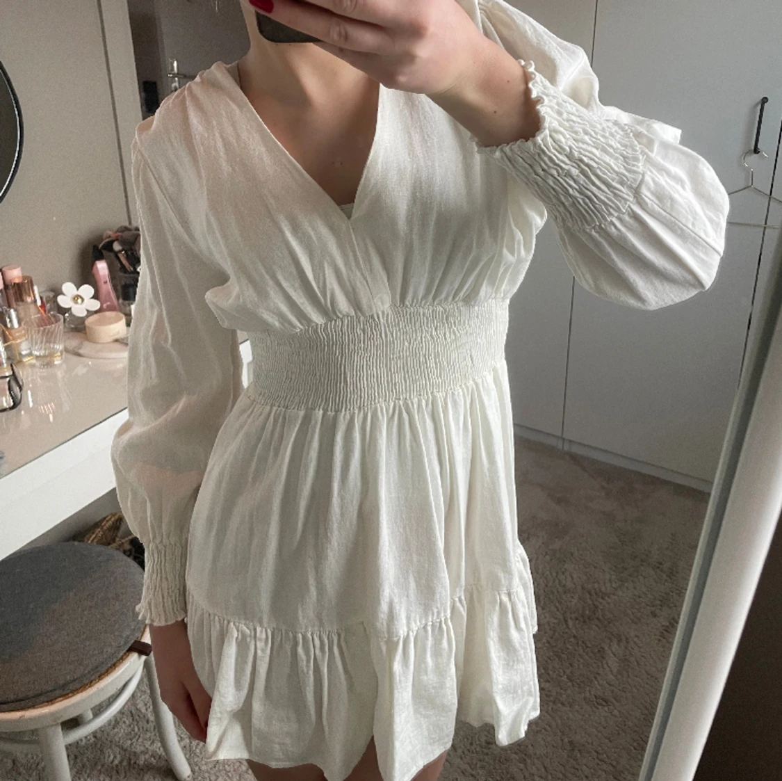 Vit linneklänning Zara