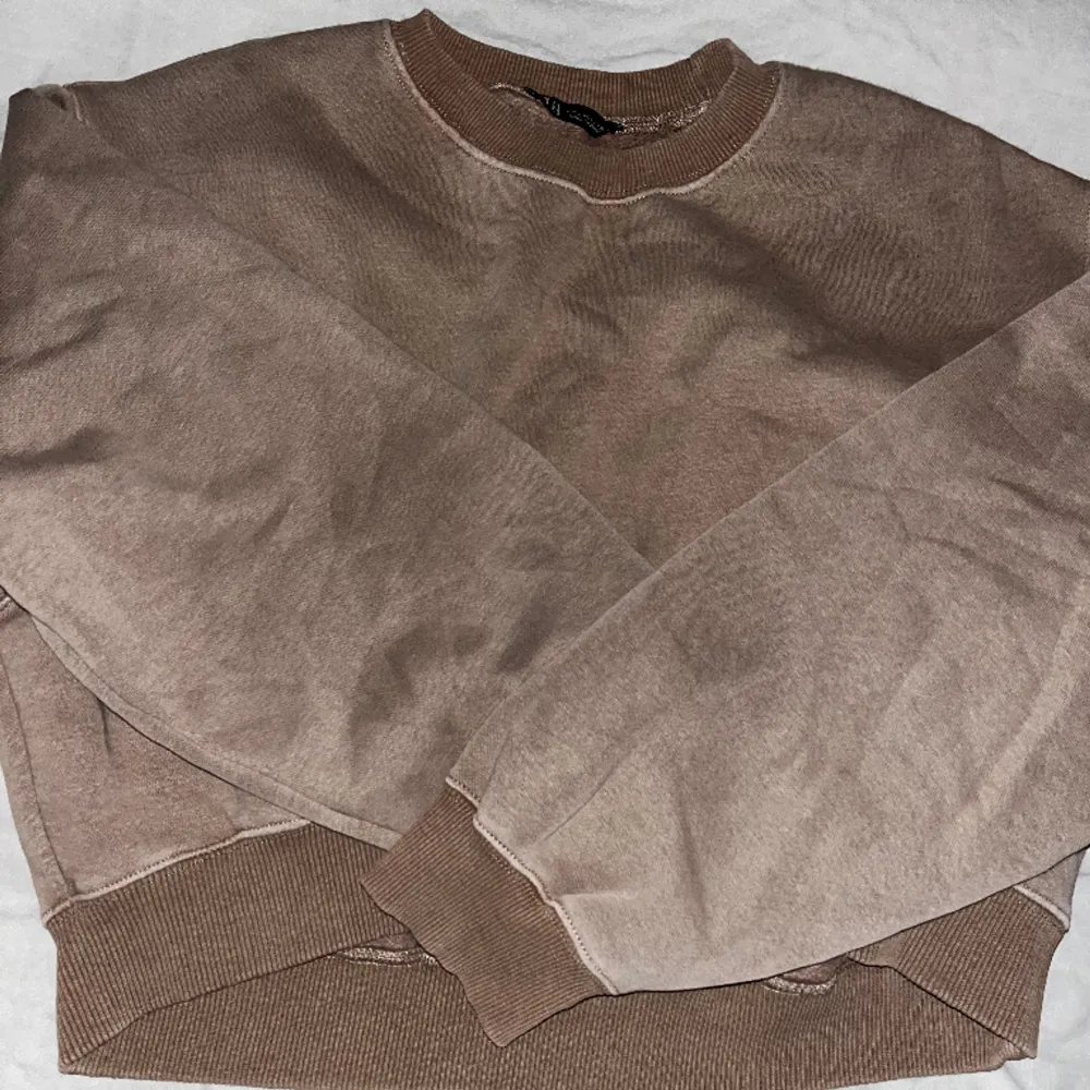 Säljer denna super populära beige/bruna sweatshirten ifrån Zara som är i strl M 🤎. Hoodies.