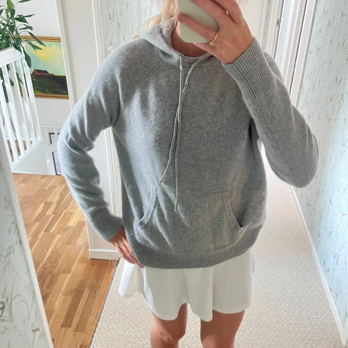 Grå kashmirhoodie - 93