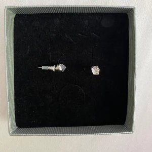 Silverfärgade örhängen i presentask - Säljer ett par eleganta silverfärgade örhängen som har en enkel men stilren design som passar till både vardag och fest. Perfekt som present eller för att skämma bort dig själv!