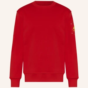 Röd sweatshirt från Parajumpers - Säljer en snygg röd sweatshirt från Parajumpers. Den har en enkel design med en liten ficka och gulddetaljer på ärmen. Perfekt för höst och vinter. Tröjan är i bomull och har långa ärmar. Passformen är normal och den är superbekväm att ha på sig. Perfekt för både vardag och fest!