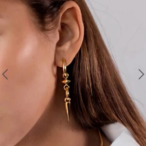 Guldörhängen med spetsdetaljer - Säljer ett par snygga guldörhängen med coola spetsdetaljer. Liknar maria nilsdotter örhängena.