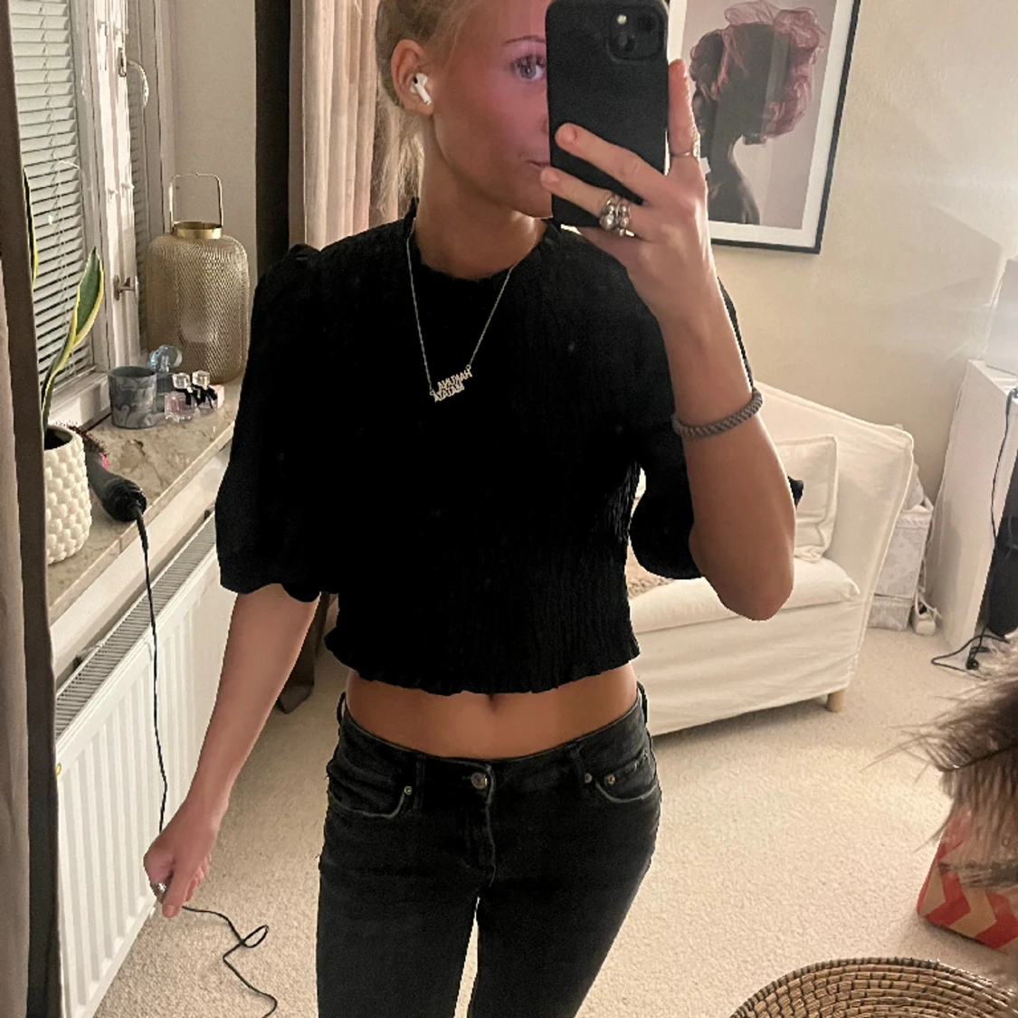 Blus med puffärm - 90