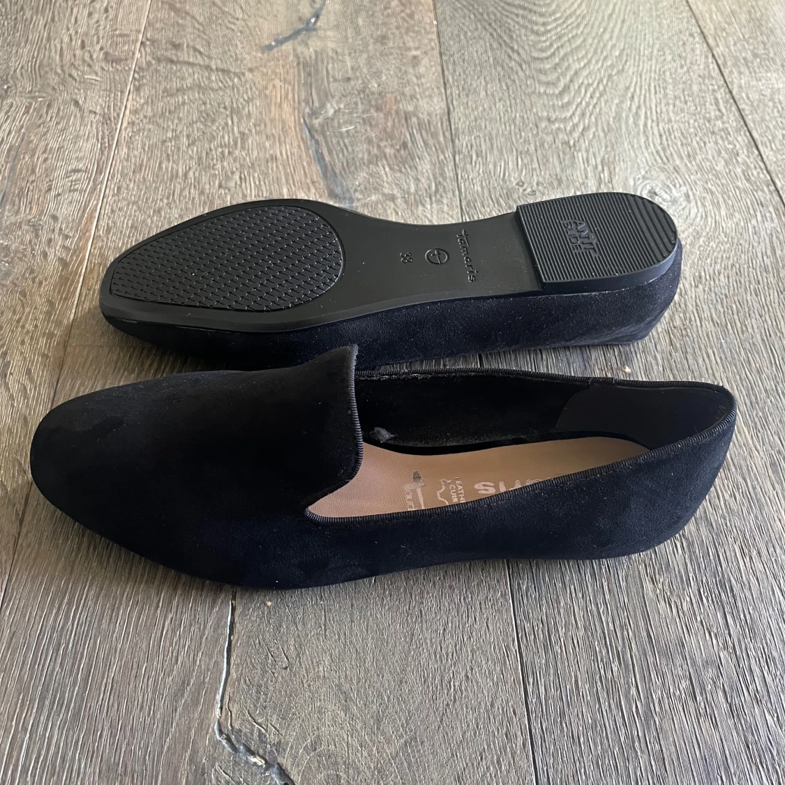 Svarta tamaris-mockasiner/ballerinaskor - 91