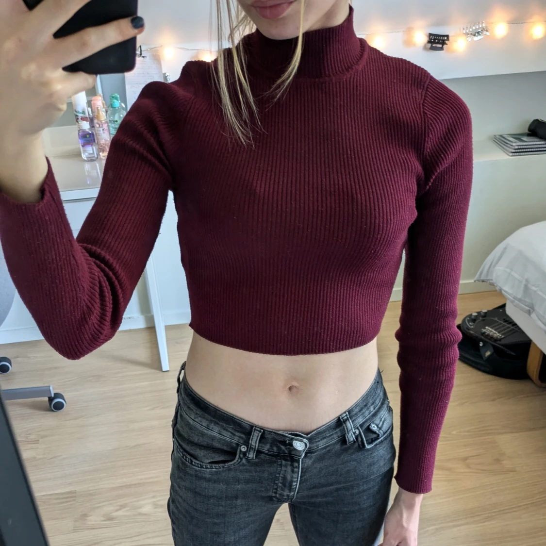 Röd Långärmad Topp - 90