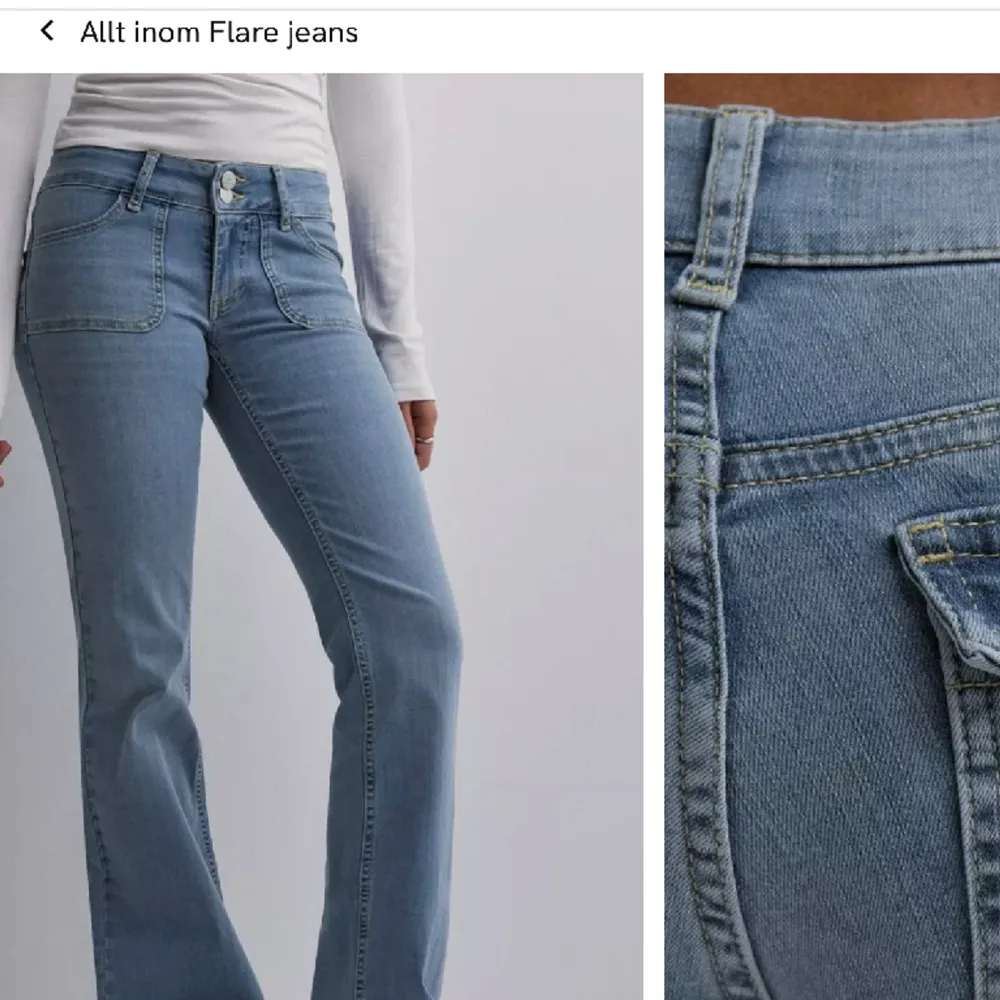 säljer dessa jätte snygga jeans i nyskick, endast använda 2 ggr och inga defekter! nypris 699kr❤️. Jeans & Byxor.