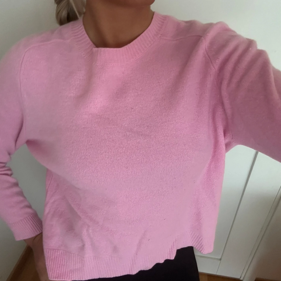 Rosa stickad tröja - 90