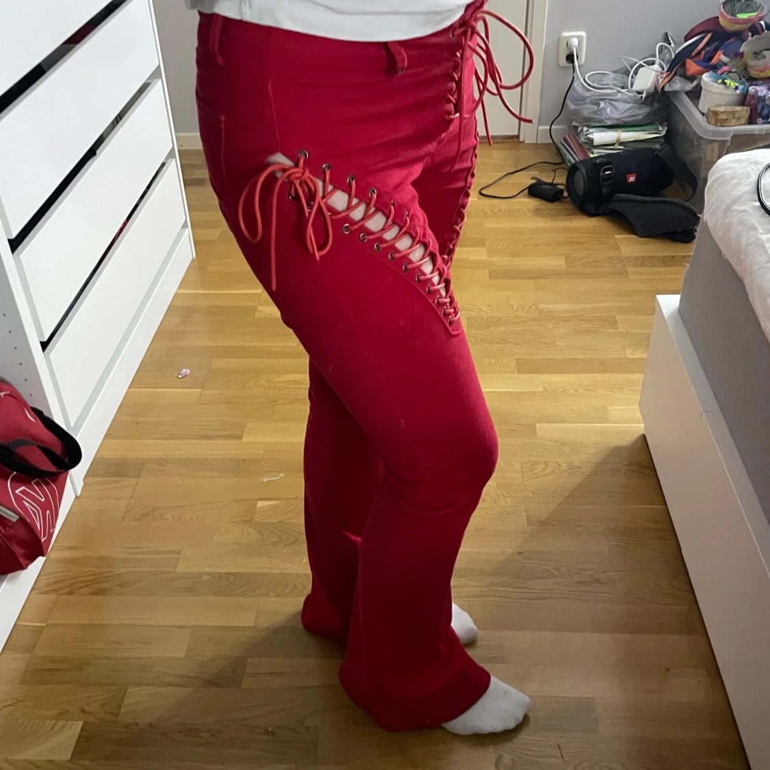 Röda lågmidjade jeans  - 91