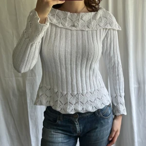 Virkad tröja - Vit vintage virkad tröja från Ladies med båthals. Inga defekter 🙌