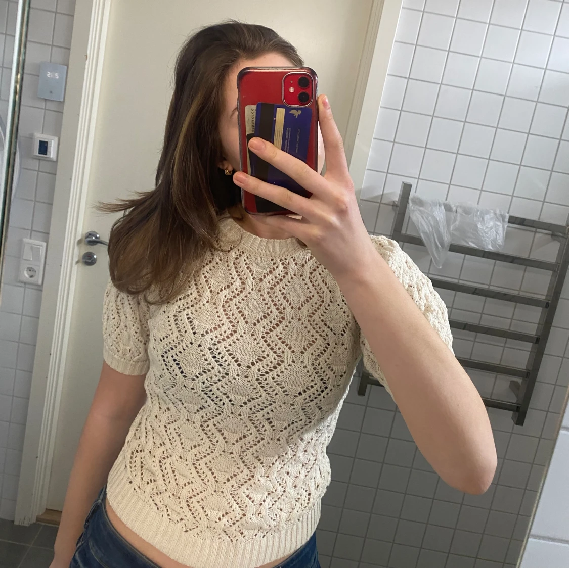 Vit stickad topp från zara - 90