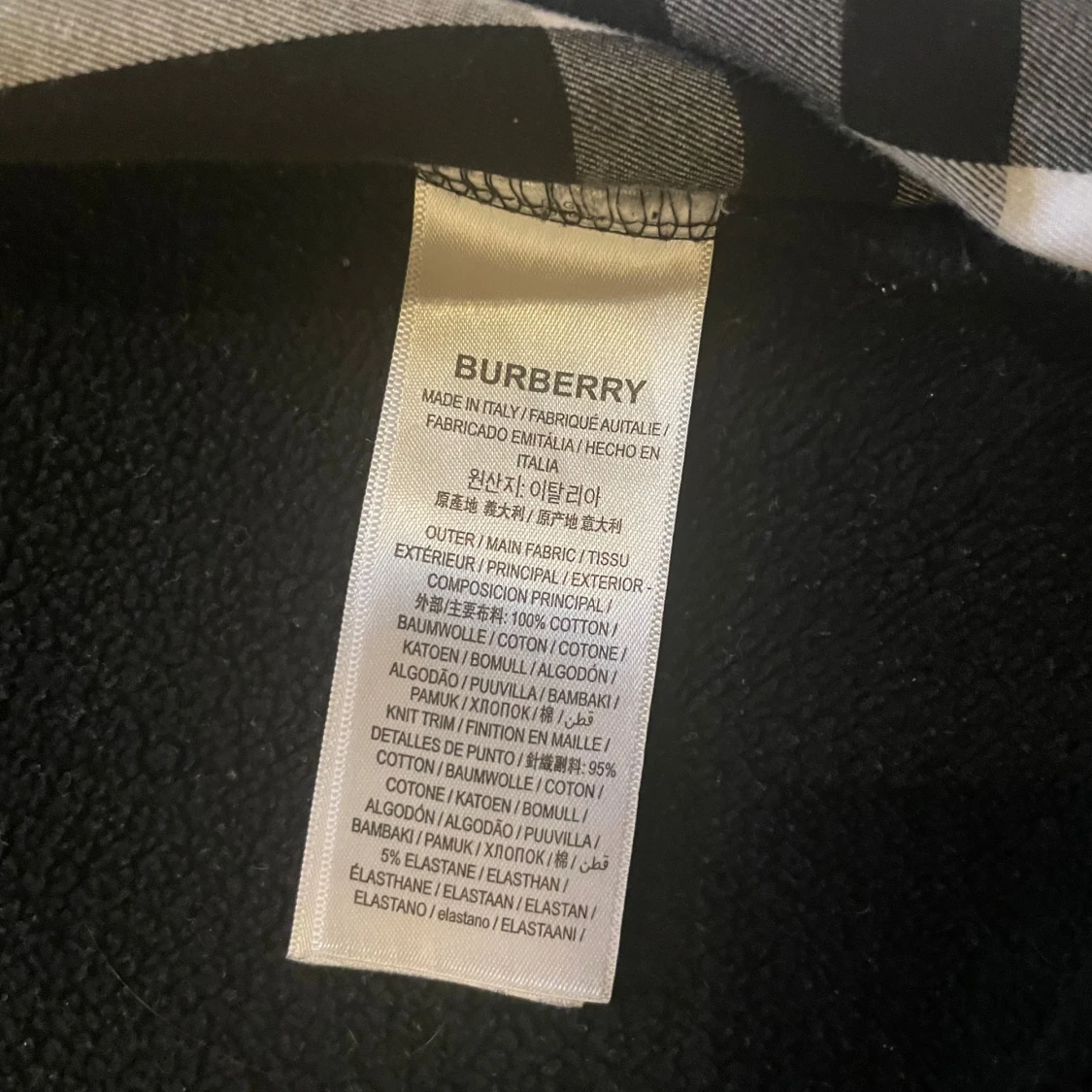 Svart Burberry hoodie med rutig huva - 4