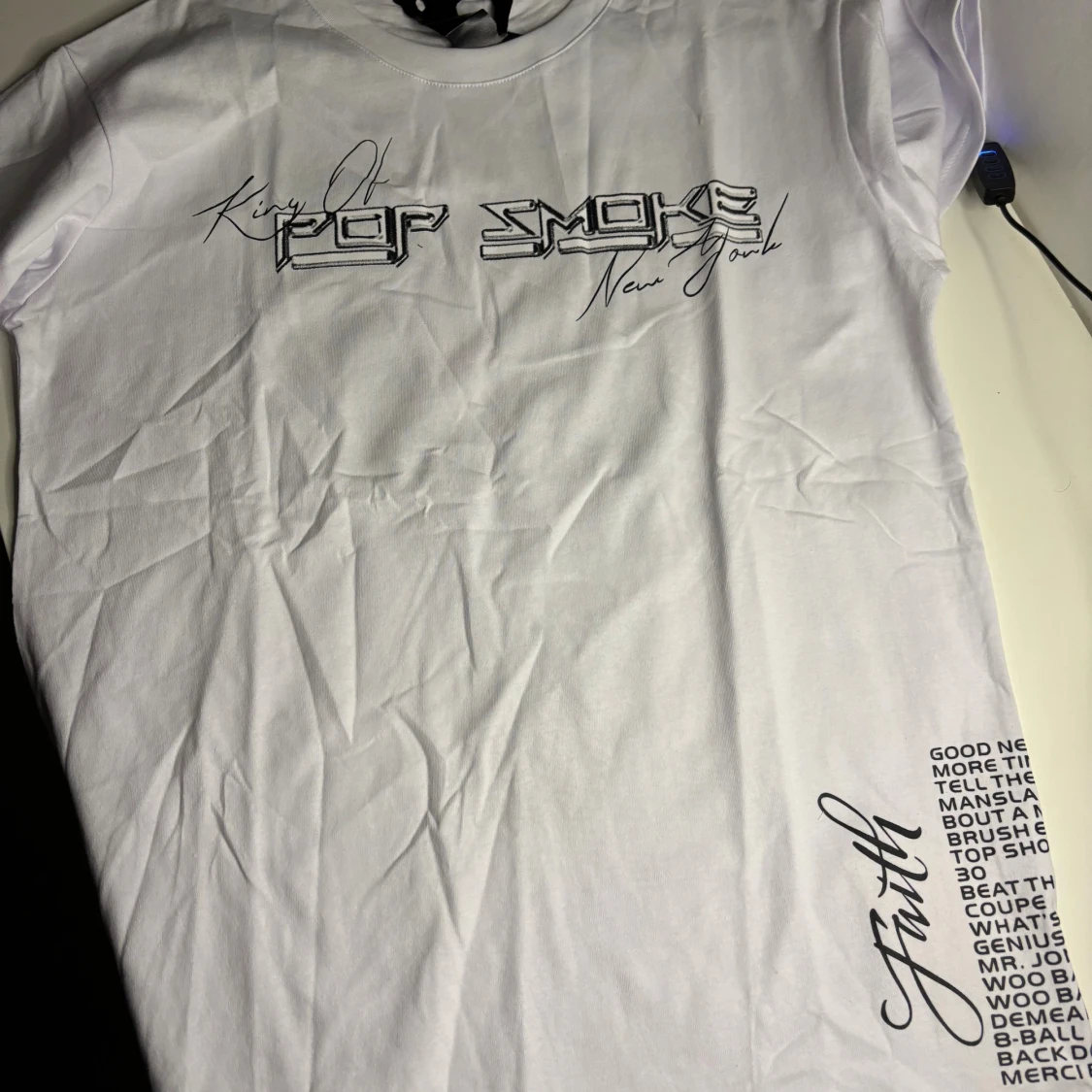 Pop Smoke x Vlone vit t-shirt