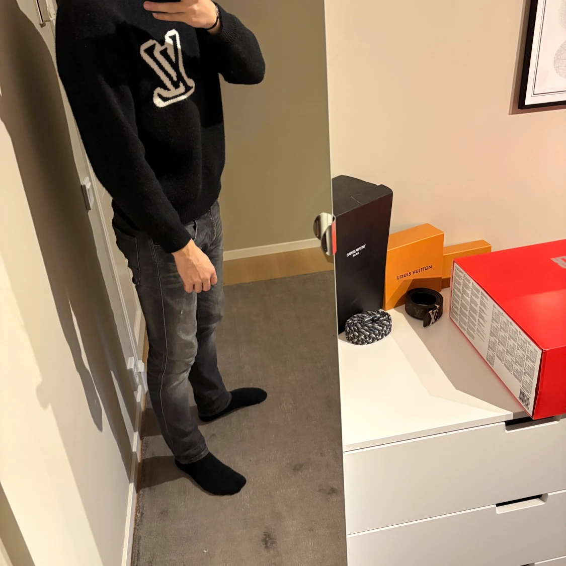 Äkta Svart stickad Louis Vuitton tröja - 1