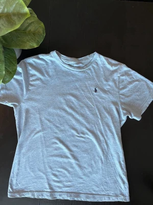 Ljusgrå t-shirt från Polo Ralph Lauren - Snygg ljusgrå t-shirt från Polo Ralph Lauren med klassisk rund hals och korta ärmar. T-shirten har en liten broderad logga på bröstet och är gjord i mjuk bomull som känns skön mot huden. Perfekt för en chill och stilren look.