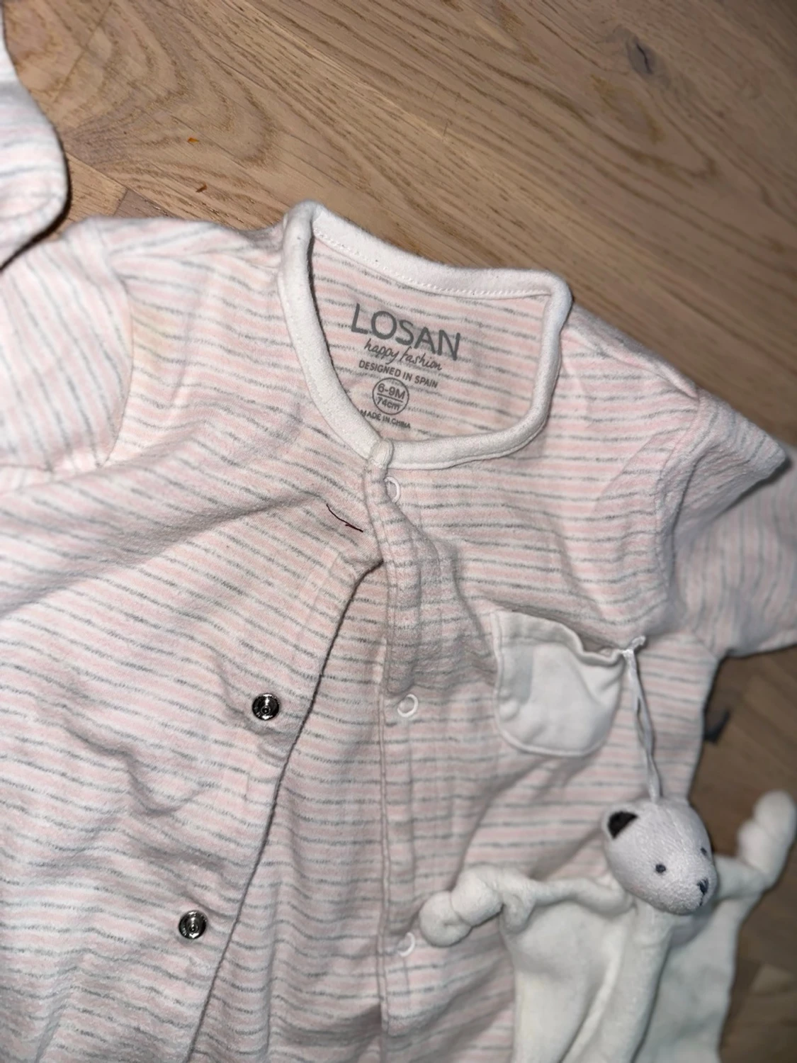 Randig babybody från Losan Losan Pyjamas med Snuttefilt nalle - 1
