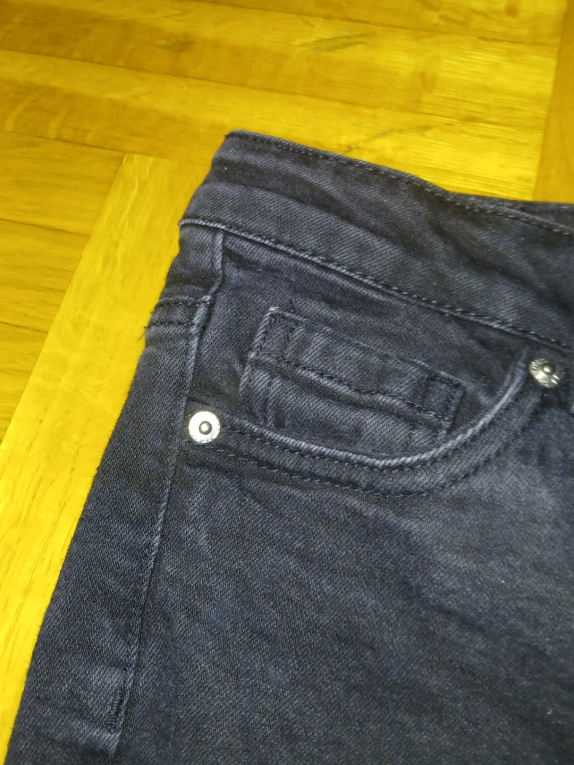 Mörkblå bootcut jeans med justerbar midja - 3